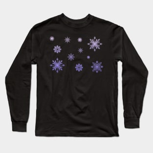 Purple Ombre Faux Glitter Snowflakes Long Sleeve T-Shirt